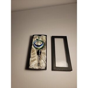 Bella‎ Casa By Ganz Murano Style Twisted Art Glass Wine Stopper Green & Blue